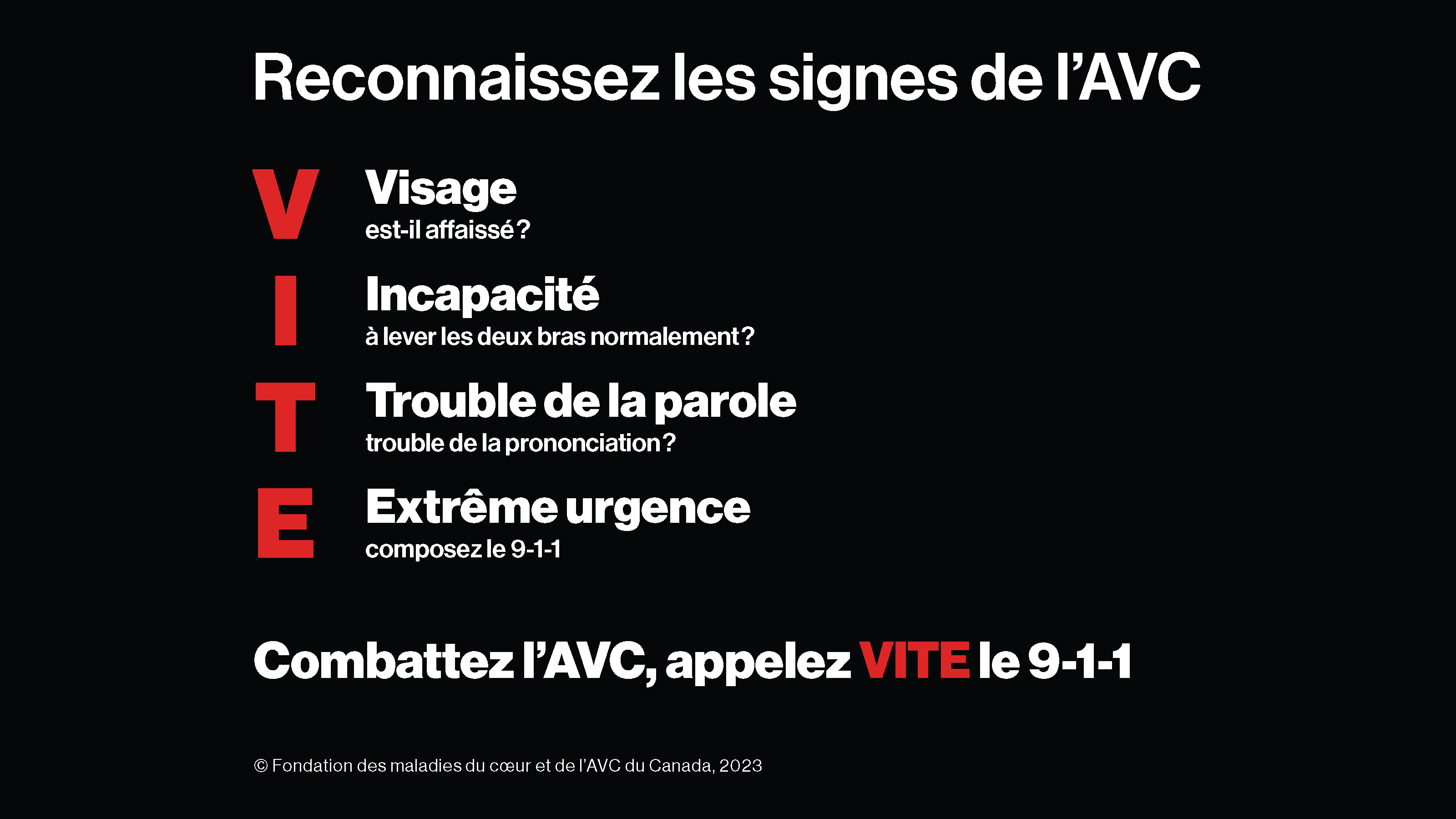 VITE… Et Les Autres Signes De L’AVC | Fondation Des Maladies Du Cœur Et ...